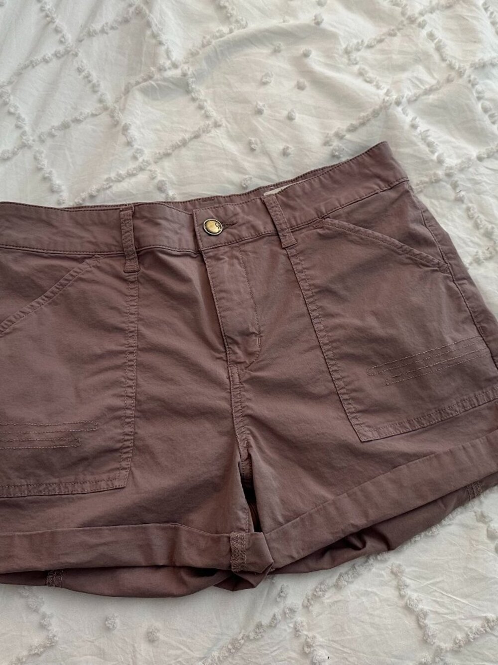 Cosmic Blue Love Mauve Utility Shorts Size 29 Rolled Cuff Stretch Cotton Cargo